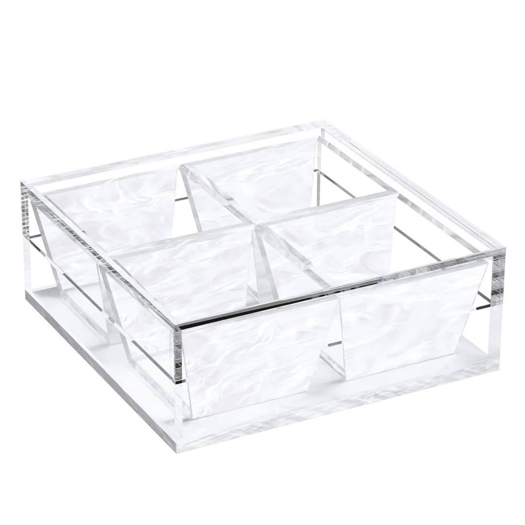 Large Marble Dip Dish with Magnetic Lid - Feldart